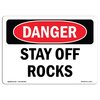 Signmission OSHA Danger Sign, Stay Off Rocks, 5in X 3.5in Decal, 3.5" W, 5" L, Landscape, Stay Off Rocks OS-DS-D-35-L-2107